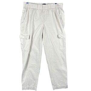 Gap Cargo Pants Women M Beige Tan Elastic Waist Cotton Lyocell Utility Relaxed